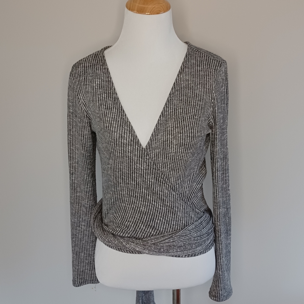 Agnes and Dora Ballet Wrap Cropped Sweater
